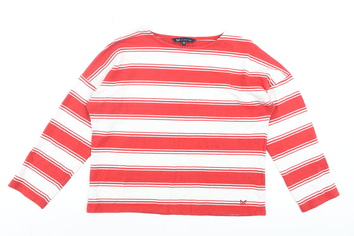 Crew Clothing Company Women’s Red White Striped Long Sleeve Cotton Top Size 12