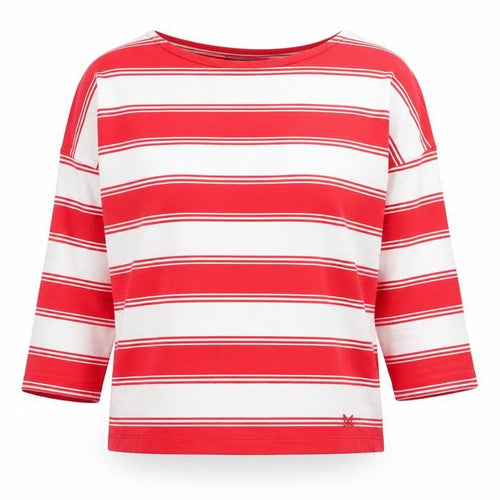 Crew Clothing Company Women’s Red White Striped Long Sleeve Cotton Top Size 12