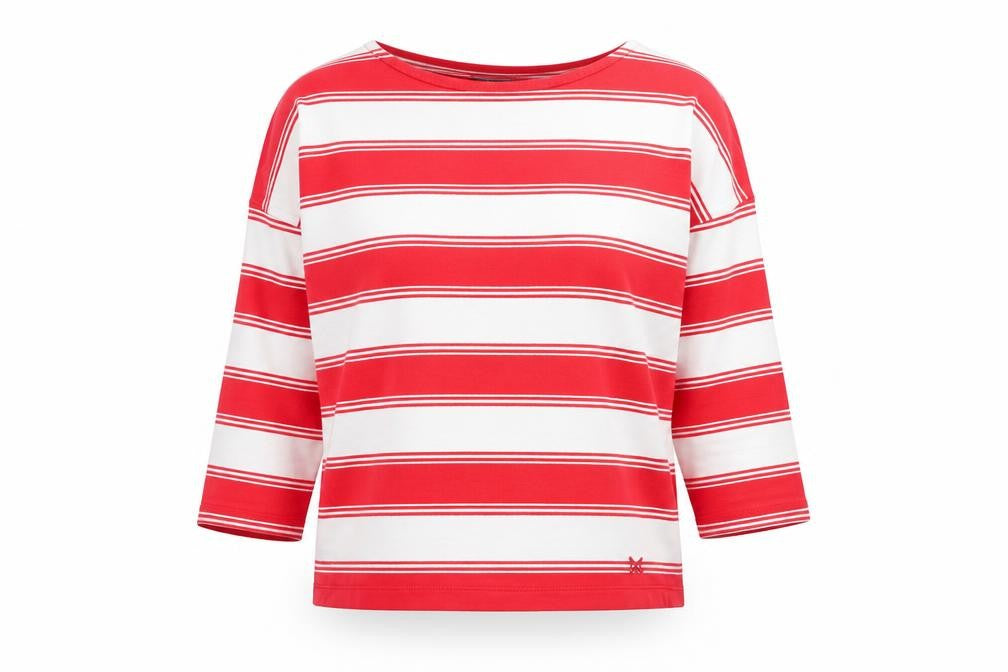 Crew Clothing Company Women’s Red White Striped Long Sleeve Cotton Top Size 12