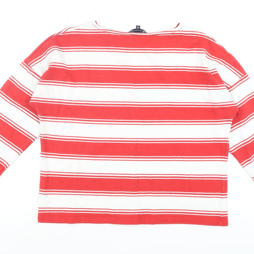 Crew Clothing Company Women’s Red White Striped Long Sleeve Cotton Top Size 12
