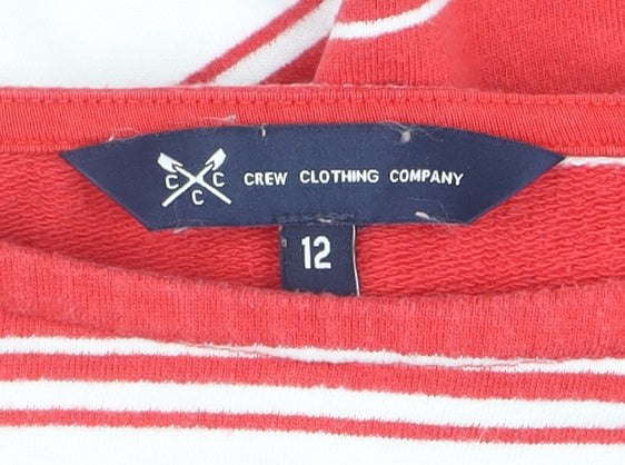 Crew Clothing Company Women’s Red White Striped Long Sleeve Cotton Top Size 12