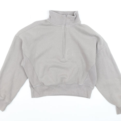 Abercrombie & Fitch Women Grey 1/4 Zip High Neck Sweatshirt XS