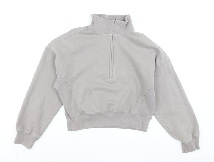 Abercrombie & Fitch Women Grey 1/4 Zip High Neck Sweatshirt XS