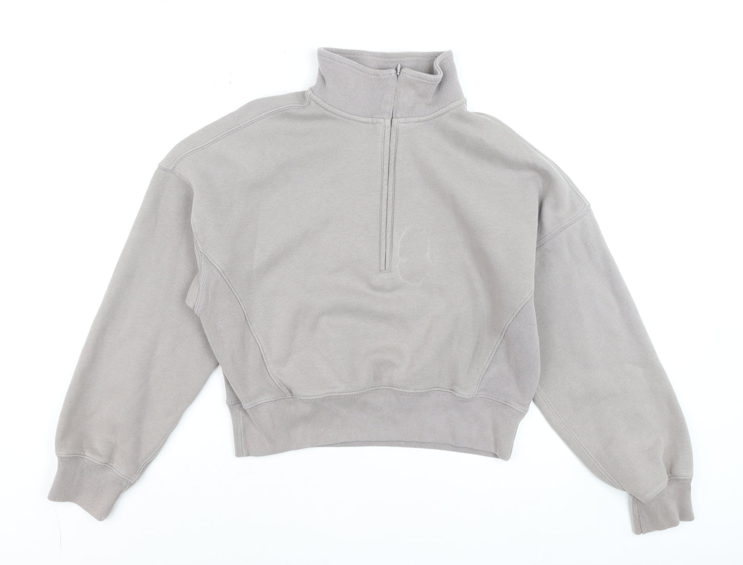 Abercrombie & Fitch Women Grey 1/4 Zip High Neck Sweatshirt XS