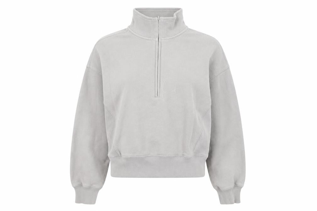 Abercrombie & Fitch Women Grey 1/4 Zip High Neck Sweatshirt XS