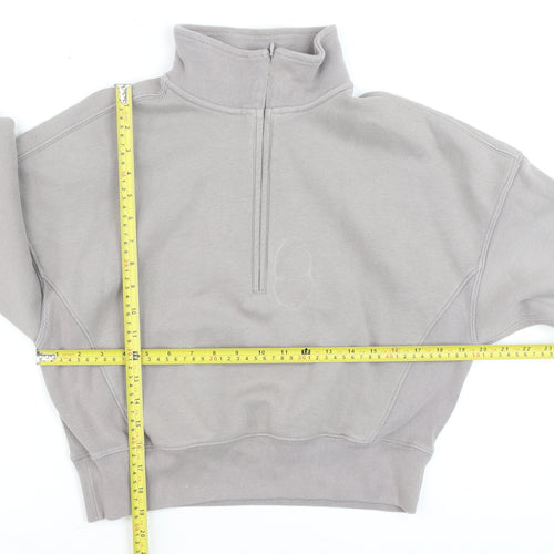 Abercrombie & Fitch Women Grey 1/4 Zip High Neck Sweatshirt XS
