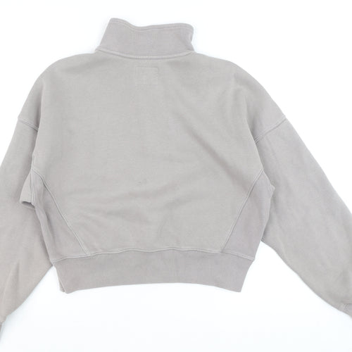 Abercrombie & Fitch Women Grey 1/4 Zip High Neck Sweatshirt XS