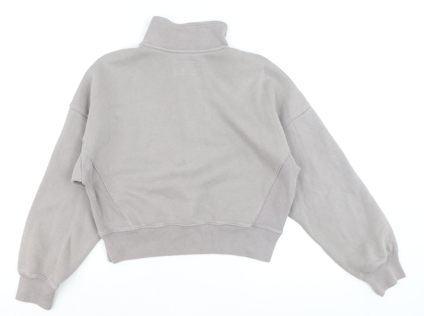 Abercrombie & Fitch Women Grey 1/4 Zip High Neck Sweatshirt XS