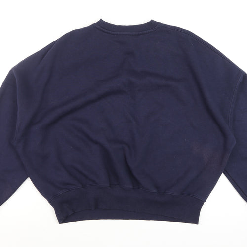 Bershka Men's Navy Blue Champs-Élysées Sweatshirt Size S