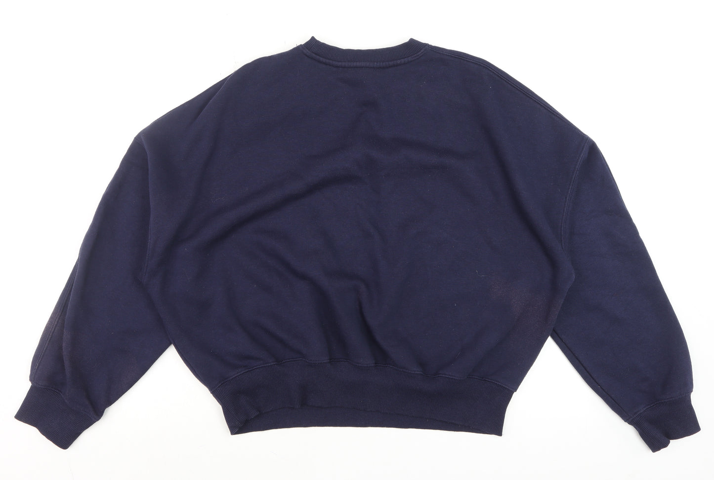 Bershka Men's Navy Blue Champs-Élysées Sweatshirt Size S