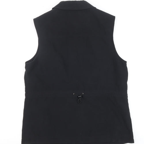TIGI Wear Women's Black Sleeveless Collared Zip Front Top Size 10
