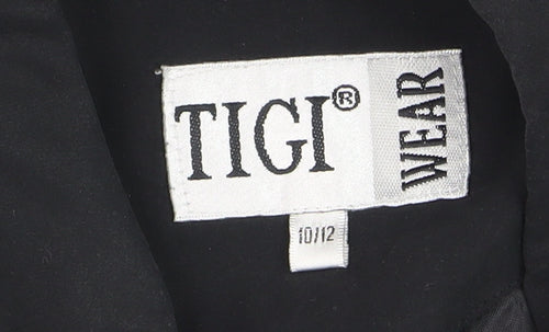 TIGI Wear Women's Black Sleeveless Collared Zip Front Top Size 10