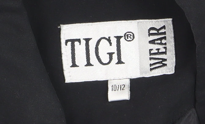 TIGI Wear Women's Black Sleeveless Collared Zip Front Top Size 10