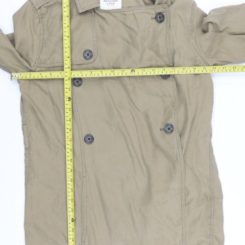 Abercrombie & Fitch Men's Beige Trench Coat M Lyocell Mid-Length