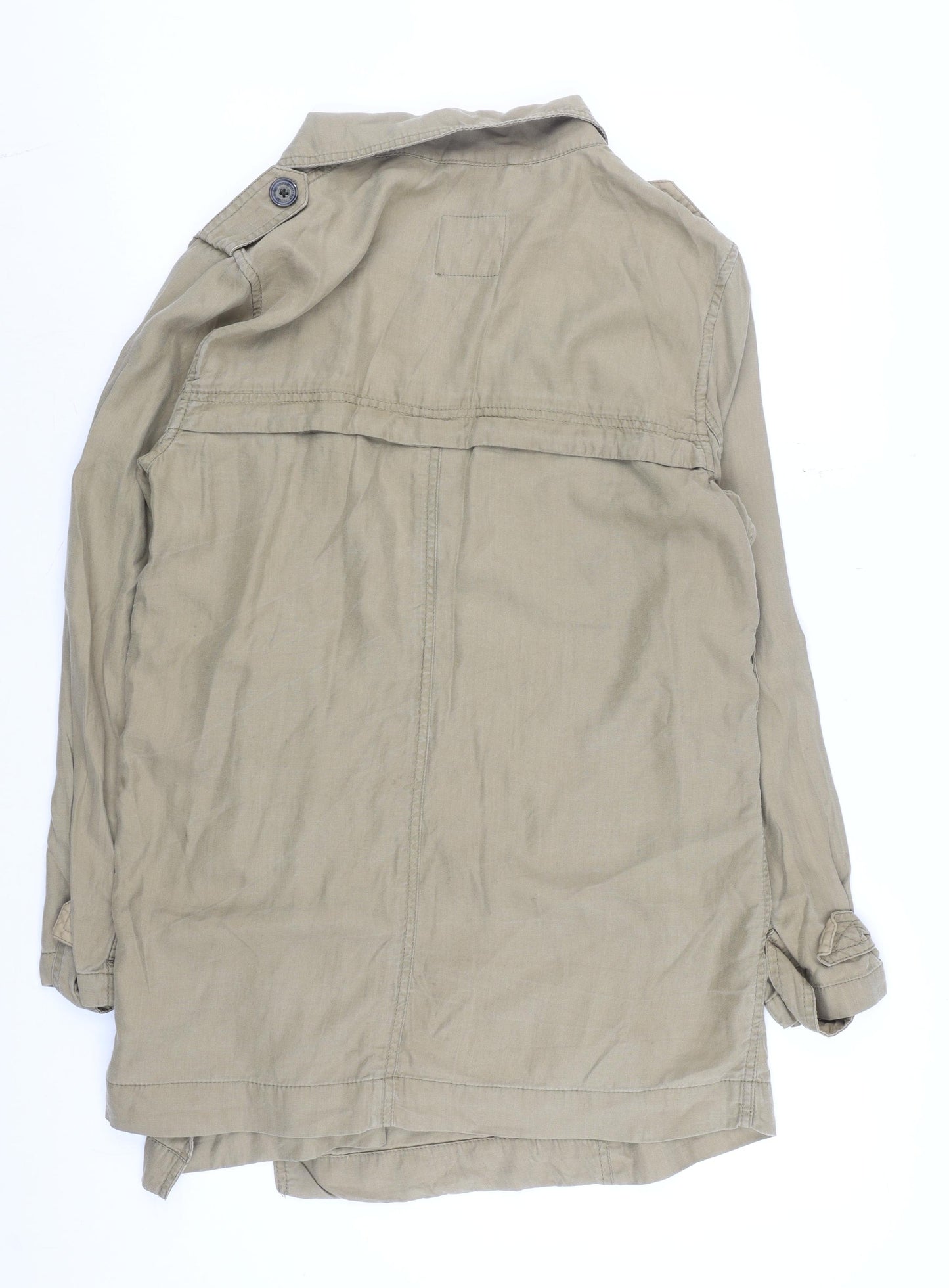 Abercrombie & Fitch Men's Beige Trench Coat M Lyocell Mid-Length