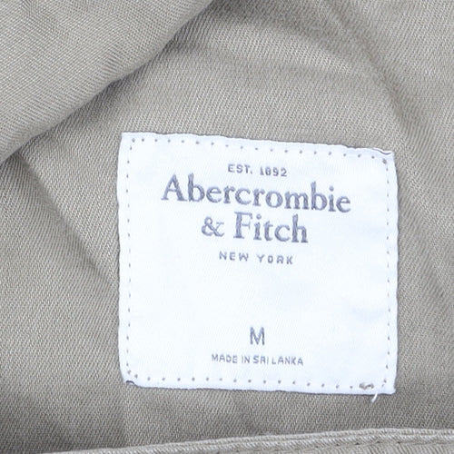 Abercrombie & Fitch Men's Beige Trench Coat M Lyocell Mid-Length