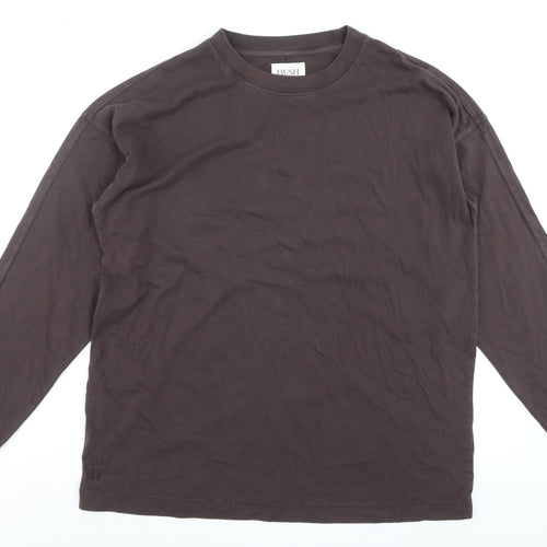 Hush Men’s Brown Long Sleeve Cotton Crew Neck Casual Top Size S