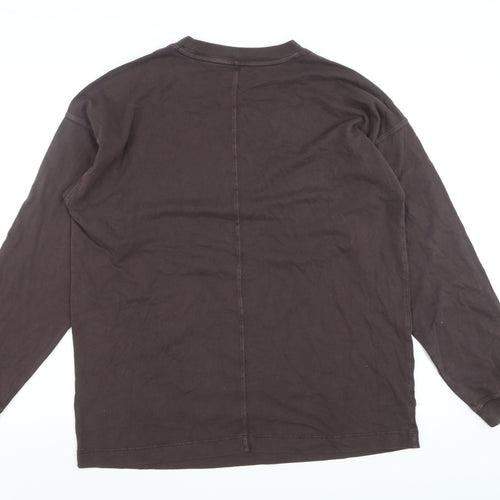 Hush Men’s Brown Long Sleeve Cotton Crew Neck Casual Top Size S