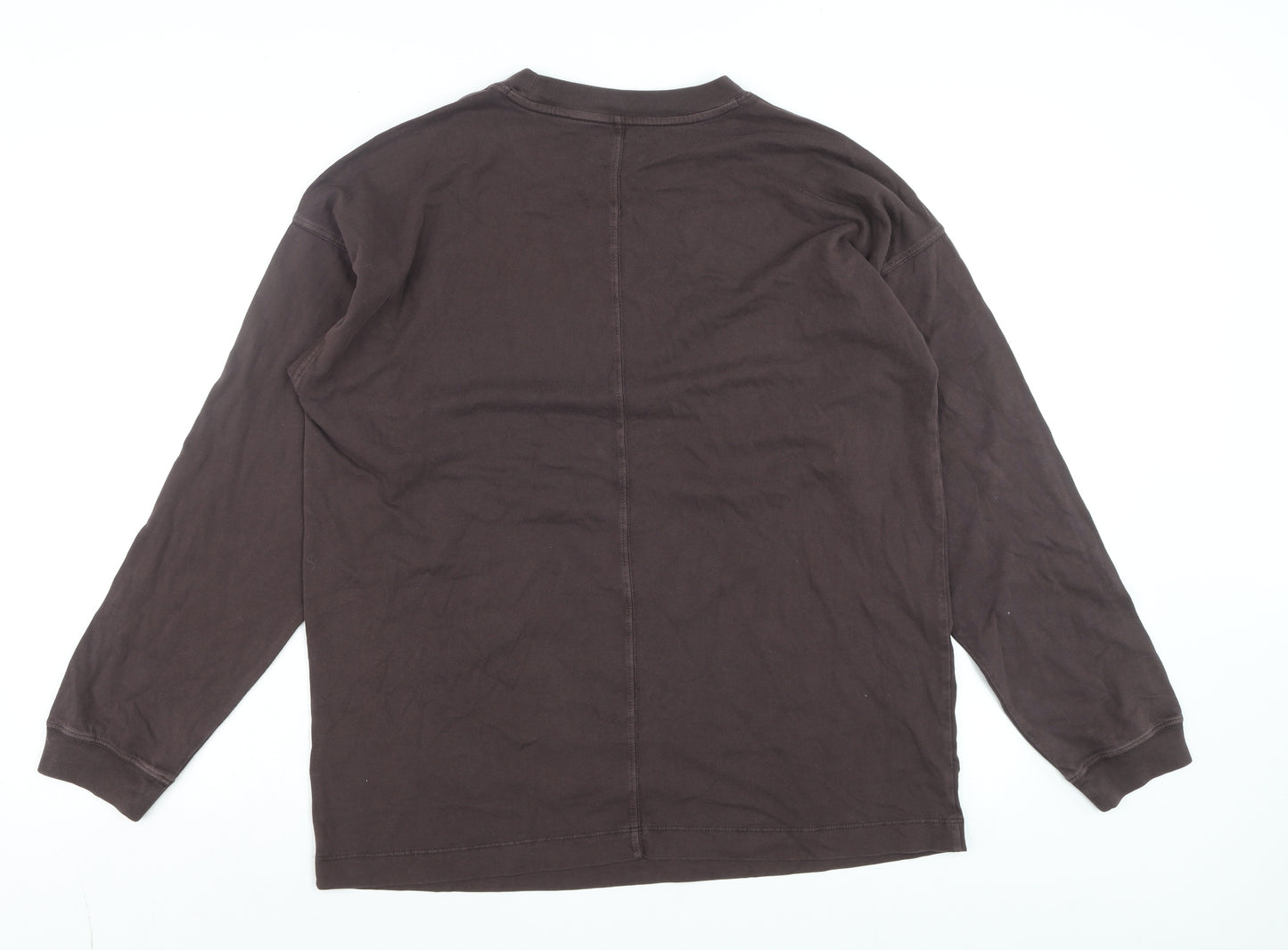 Hush Men’s Brown Long Sleeve Cotton Crew Neck Casual Top Size S