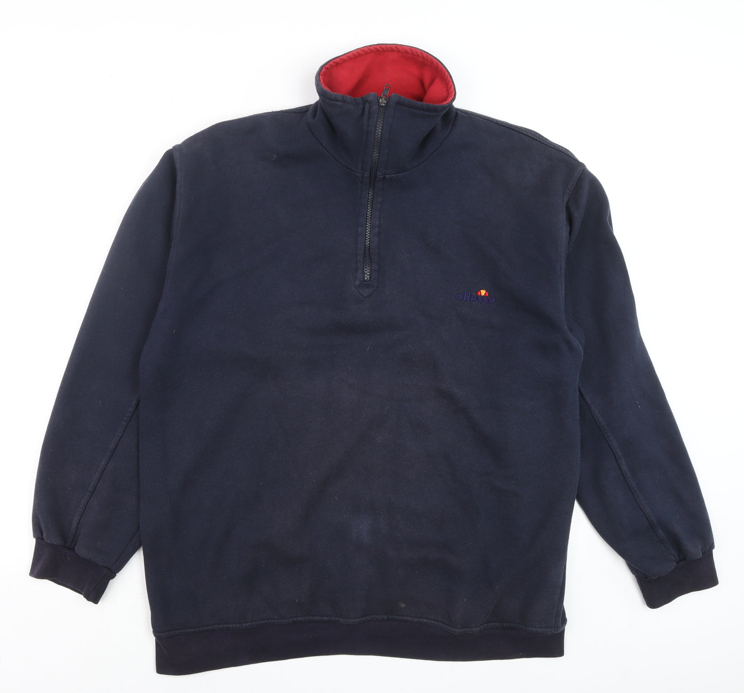Ellesse Men's Blue XL 1/4 Zip Cotton Sweatshirt High Neck Vintage