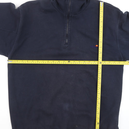 Ellesse Men's Blue XL 1/4 Zip Cotton Sweatshirt High Neck Vintage