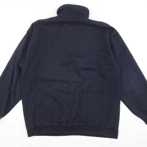 Ellesse Men's Blue XL 1/4 Zip Cotton Sweatshirt High Neck Vintage