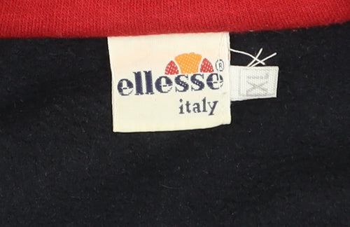 Ellesse Men's Blue XL 1/4 Zip Cotton Sweatshirt High Neck Vintage