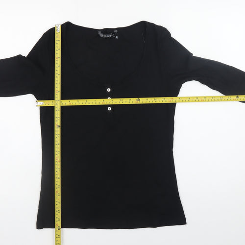 Dunnes Women's Black Henley Long Sleeve Slim Fit Jumper Size L