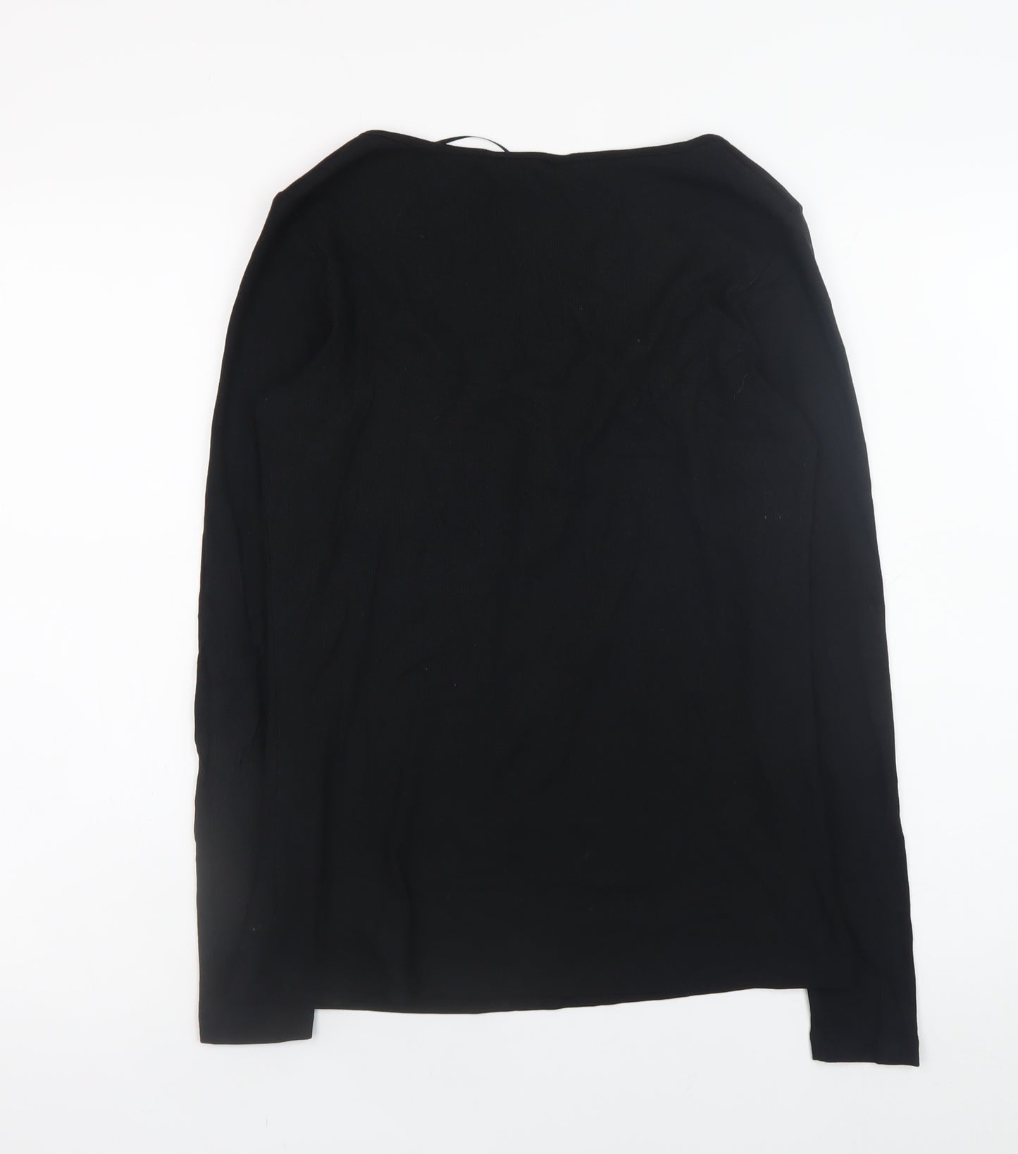 Dunnes Women's Black Henley Long Sleeve Slim Fit Jumper Size L
