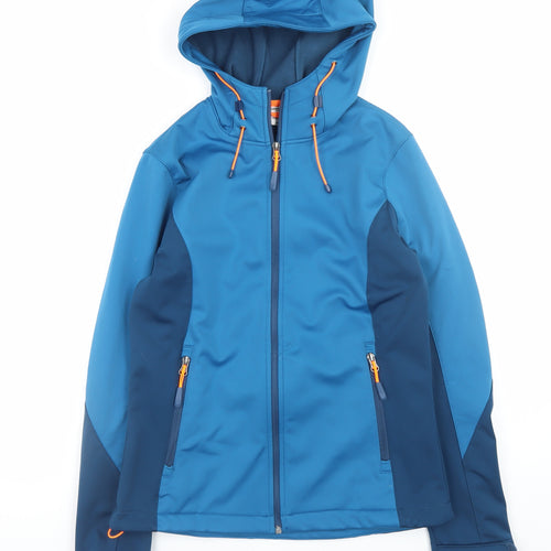 KOKUE Women Blue Softshell Hooded Jacket M Outdoor Windproof