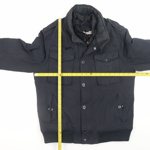 Schott Men's Blue Nylon Bomber Jacket Size M Winter Lined