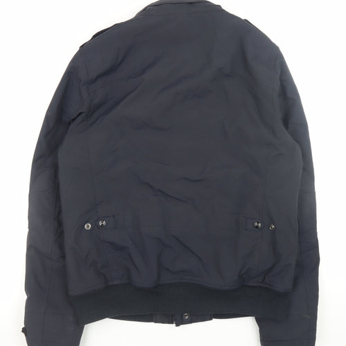 Schott Men's Blue Nylon Bomber Jacket Size M Winter Lined