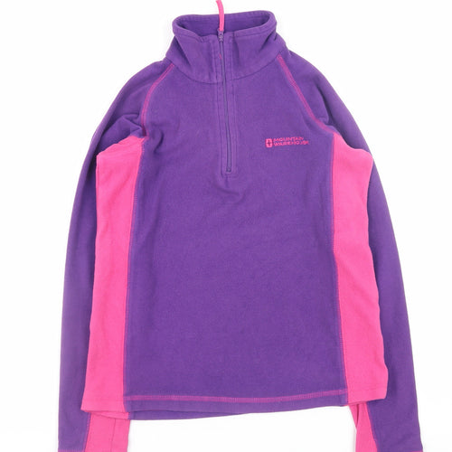 Mountain Warehouse Girls Purple Pink Fleece 1/2 Zip Pullover Sweatshirt 9-10 Years