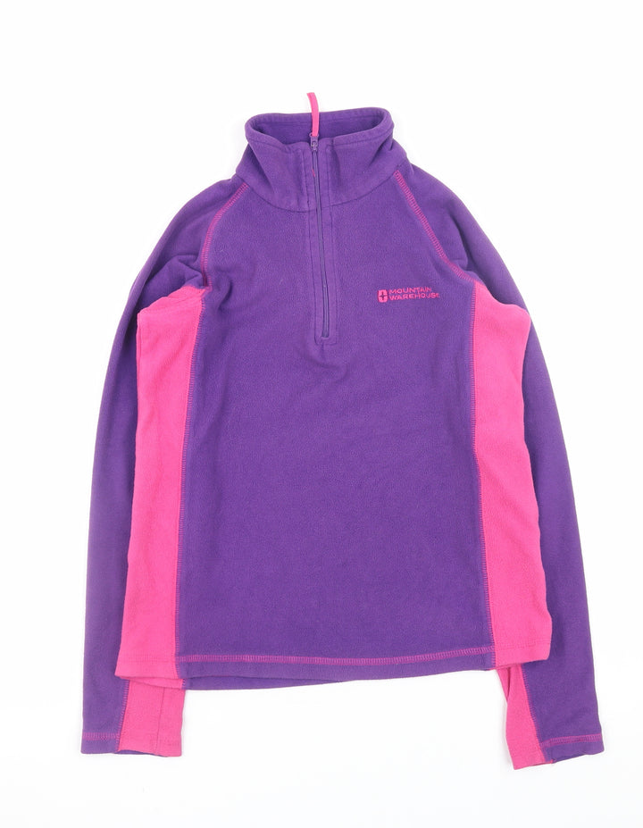 Mountain Warehouse Girls Purple Pink Fleece 1/2 Zip Pullover Sweatshirt 9-10 Years