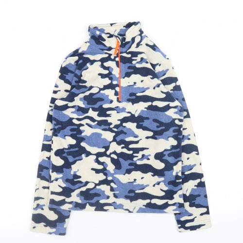 Mountain Warehouse Boys Blue Camouflage Fleece 1/4 Zip Sweatshirt 9-10 Years