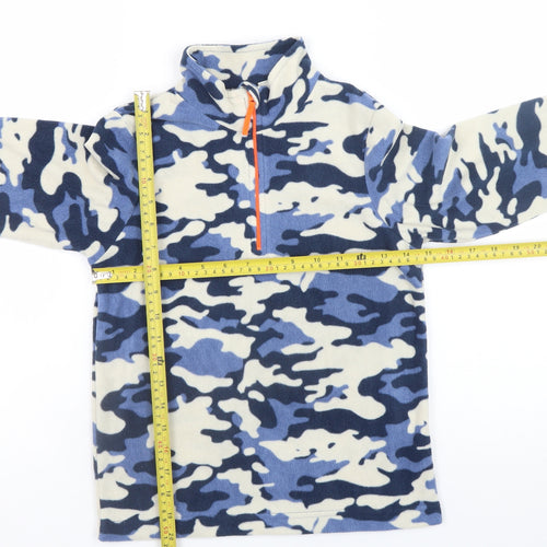 Mountain Warehouse Boys Blue Camouflage Fleece 1/4 Zip Sweatshirt 9-10 Years