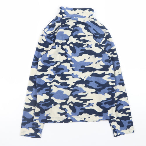 Mountain Warehouse Boys Blue Camouflage Fleece 1/4 Zip Sweatshirt 9-10 Years