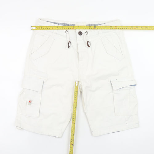 River Island Men's White Cargo Shorts Size 30 Cotton Casual Summer