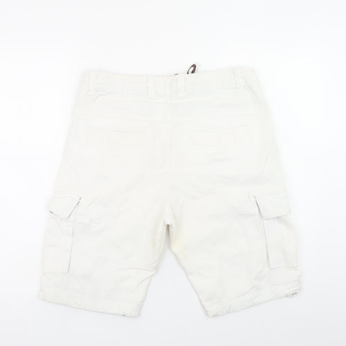 River Island Men's White Cargo Shorts Size 30 Cotton Casual Summer