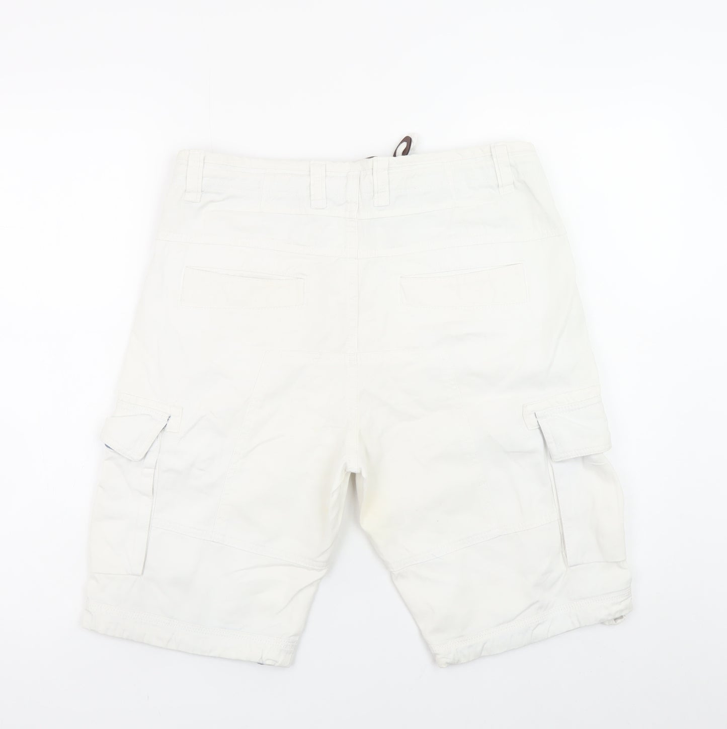 River Island Men's White Cargo Shorts Size 30 Cotton Casual Summer