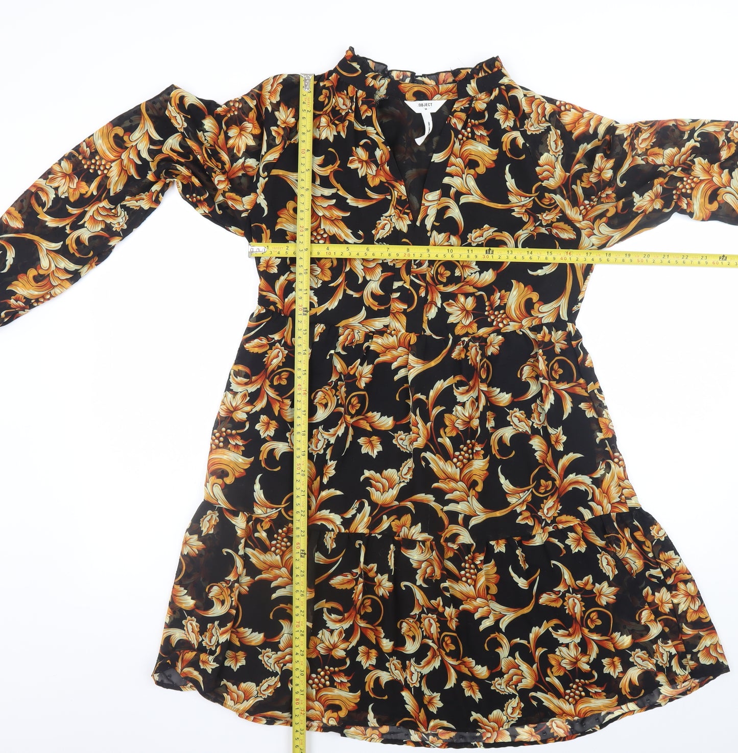 OBJECT Women's Multicoloured Floral V-Neck Fit & Flare Dress UK 6