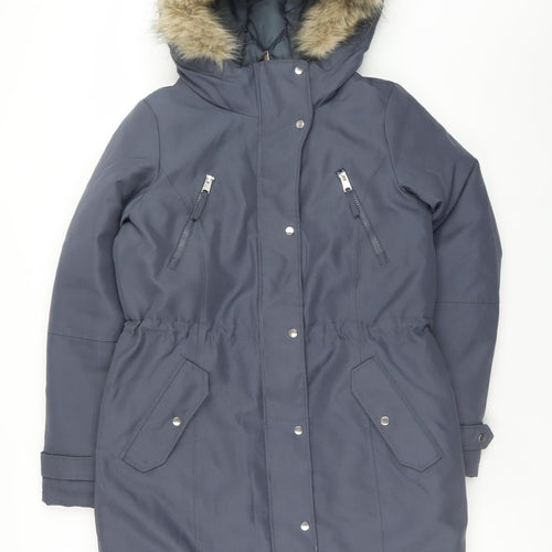 Vero Moda Women’s Blue Faux Fur Hooded Parka Coat Size S