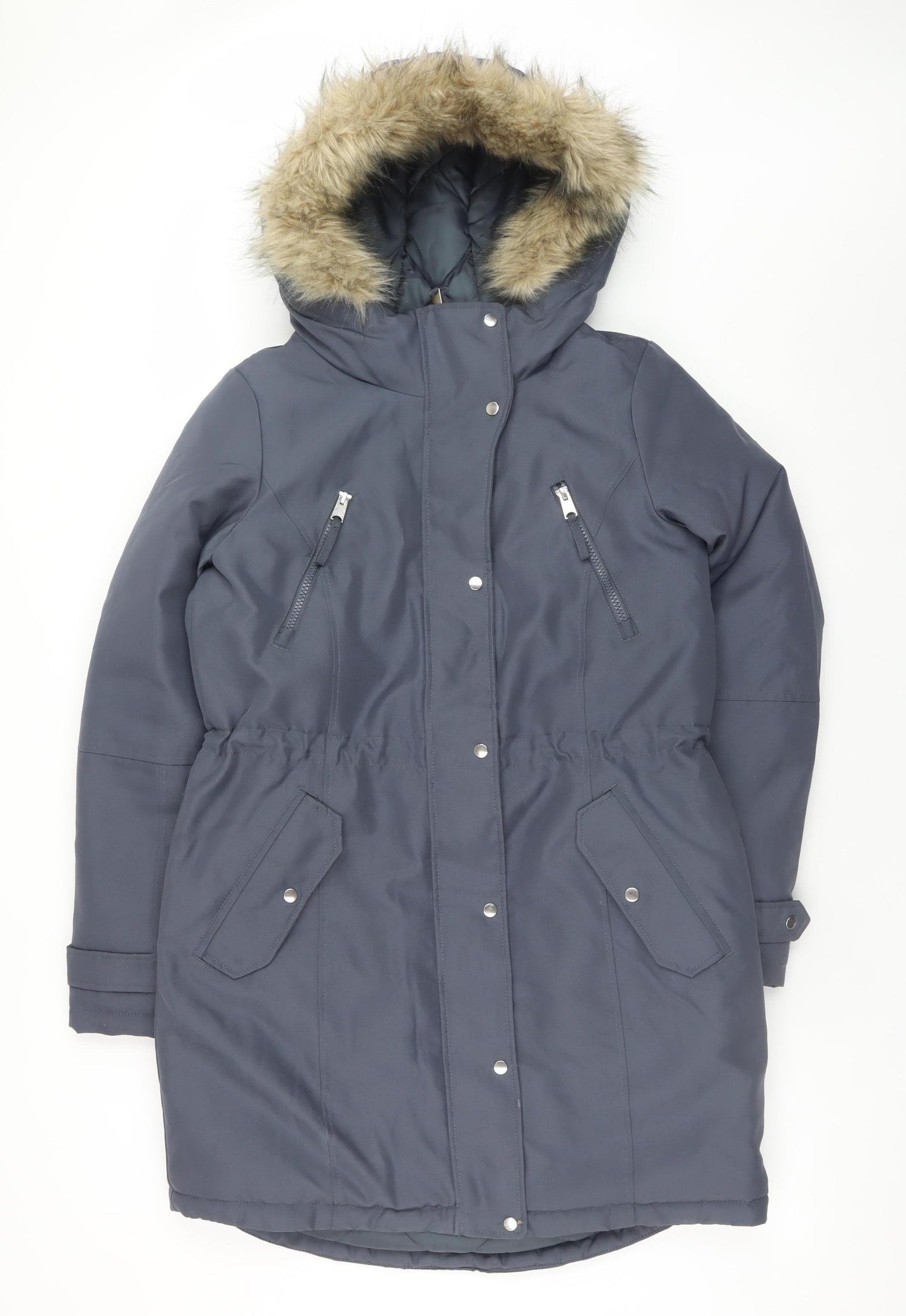 Vero Moda Women’s Blue Faux Fur Hooded Parka Coat Size S