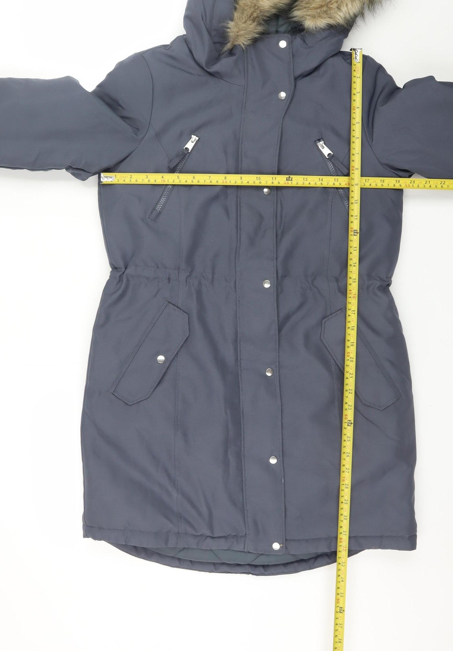 Vero Moda Women’s Blue Faux Fur Hooded Parka Coat Size S