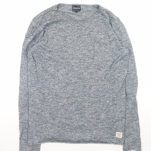 Jack & Jones Men's Grey Long Sleeve Vintage Crew Neck T-Shirt Size S
