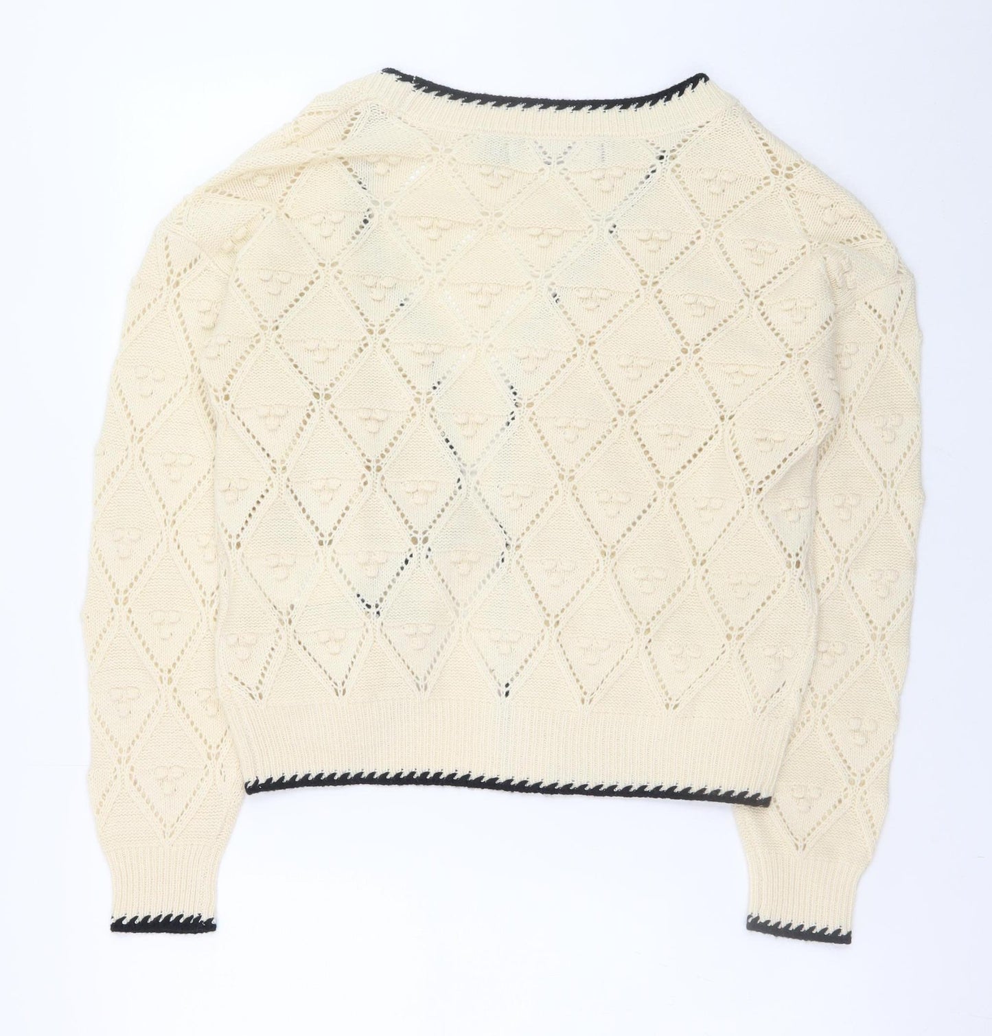 Vero Moda Women Beige Knit V-Neck Cardigan Size S
