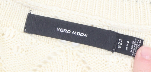 Vero Moda Women Beige Knit V-Neck Cardigan Size S