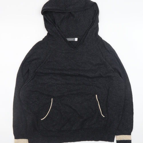 Mint Velvet Women Black Small Hooded Star Knit V-Neck Pullover Jumper