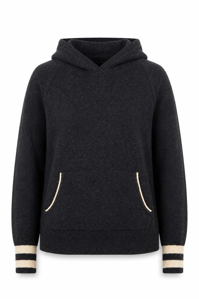 Mint Velvet Women Black Small Hooded Star Knit V-Neck Pullover Jumper