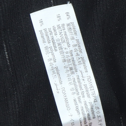 Bershka Women Black Cropped Knit Long Sleeve Tie Blouse XS